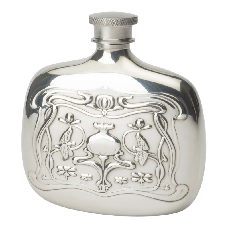 Art Nouveau Pewter Flask