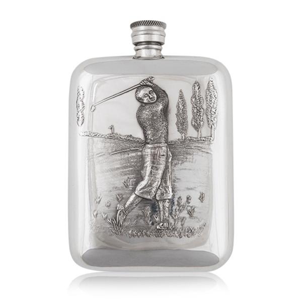 English Pewter Golf Flask 6oz