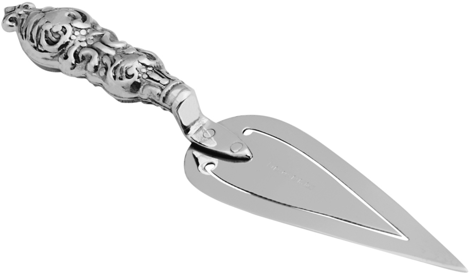 Bookmark Trowel Design with Embossed Victorian Pattern English Sterling Silver 3"